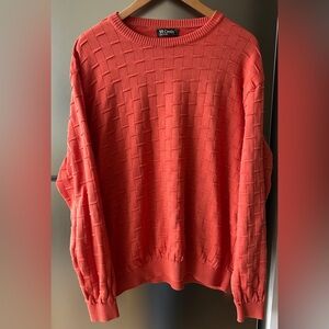 St. Croix Textured Knit Sweater XL Burnt Orange Made in USA Cotton Pullover